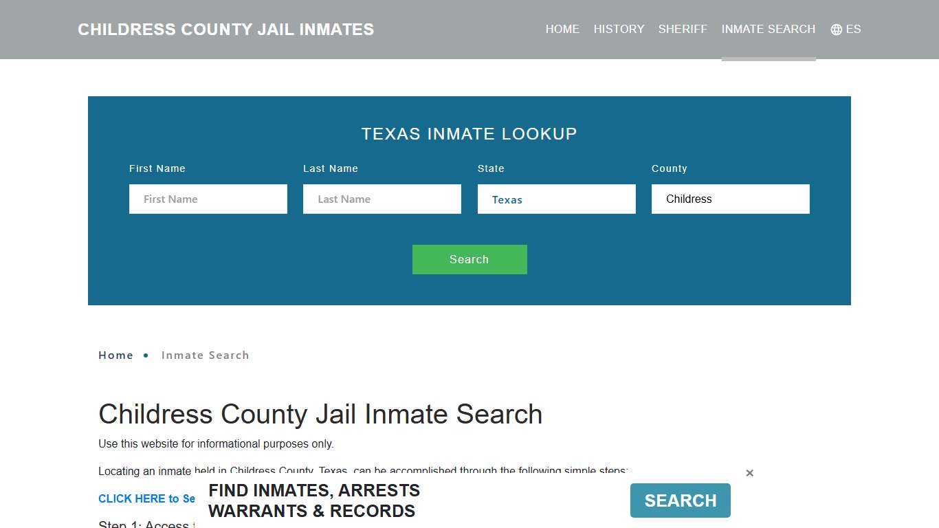 Childress County, TX Detainee Lookup